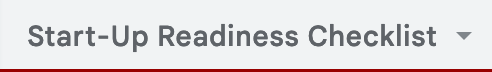 Startup Readiness Checklist tab